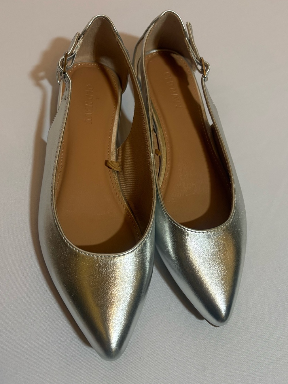 Metallic Silver Pointed Toe Flats